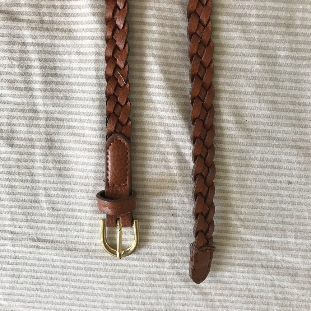 Skinny faux leather braided belt